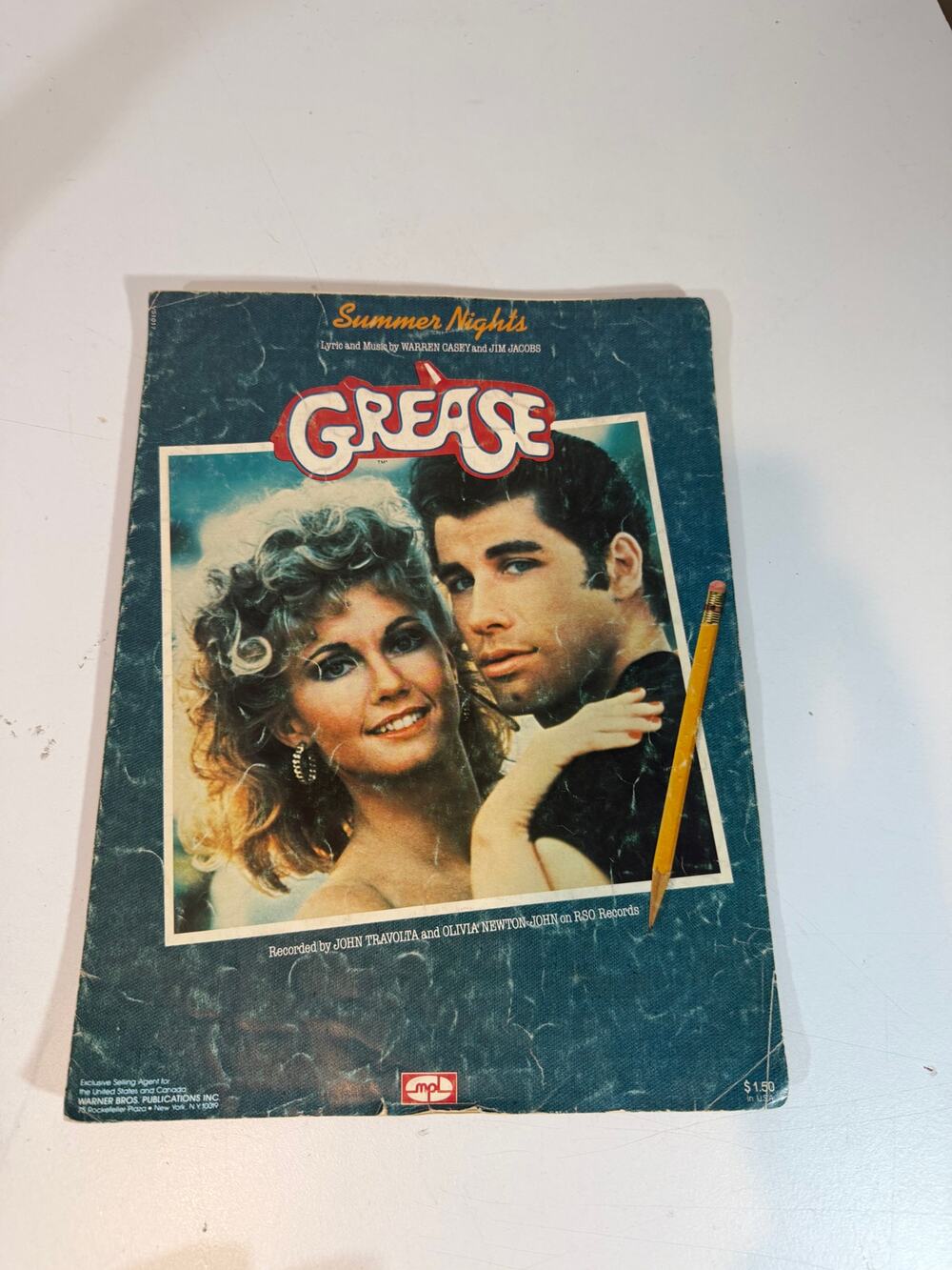 GREASE Summer Nights 1978 Sheet Music MPL John Travolta & Olivia Newton-John